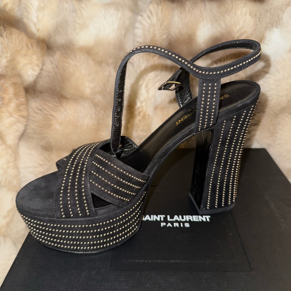 Saint Laurent Black Studded Platform Sandals